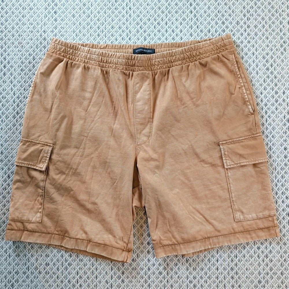 Banana Republic Supima Cotton Cargo‎ Mens Size XL Shorts Mustard Surf Shack Soft